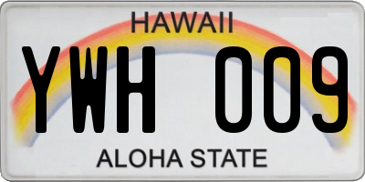 HI license plate YWH009