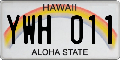 HI license plate YWH011