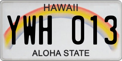 HI license plate YWH013