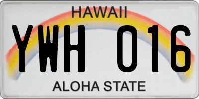 HI license plate YWH016