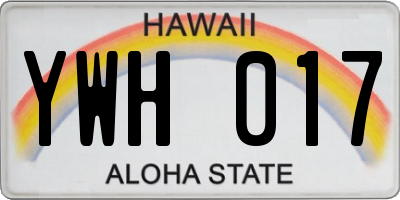HI license plate YWH017