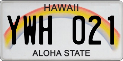 HI license plate YWH021