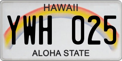 HI license plate YWH025