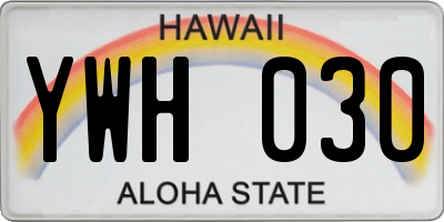 HI license plate YWH030