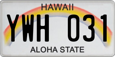 HI license plate YWH031