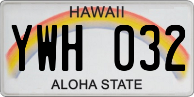 HI license plate YWH032