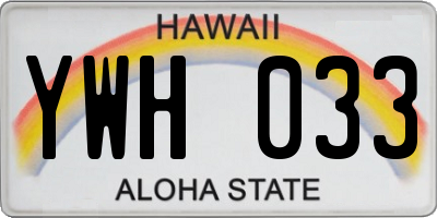 HI license plate YWH033