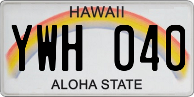 HI license plate YWH040