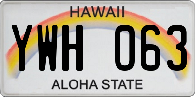 HI license plate YWH063