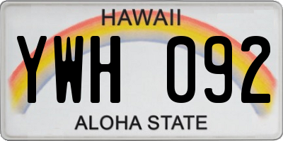 HI license plate YWH092