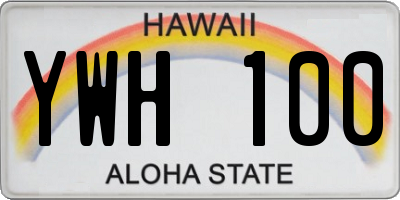 HI license plate YWH100
