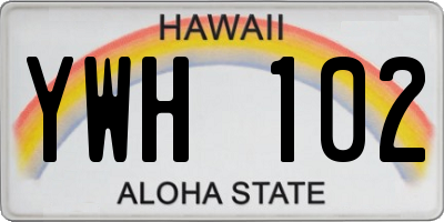HI license plate YWH102