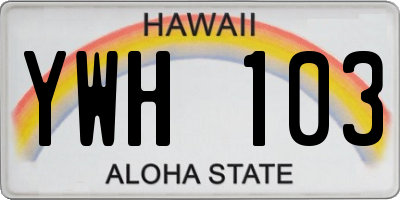 HI license plate YWH103