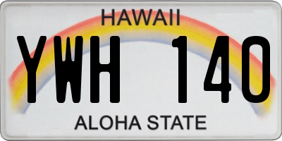 HI license plate YWH140