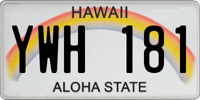 HI license plate YWH181