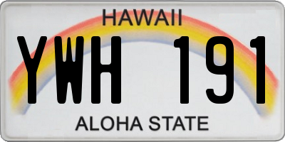 HI license plate YWH191