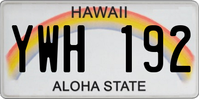 HI license plate YWH192