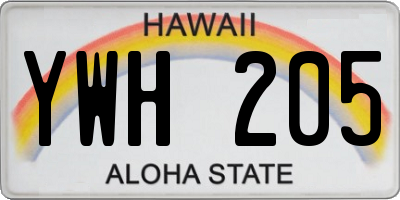 HI license plate YWH205
