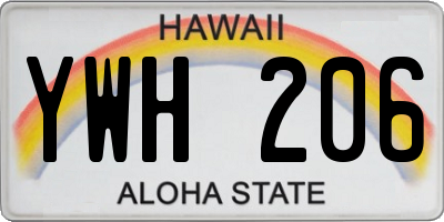 HI license plate YWH206