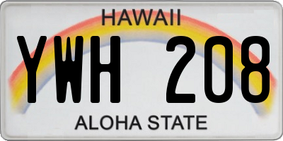 HI license plate YWH208