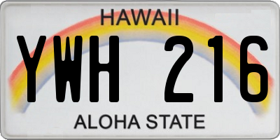 HI license plate YWH216