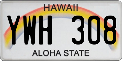 HI license plate YWH308