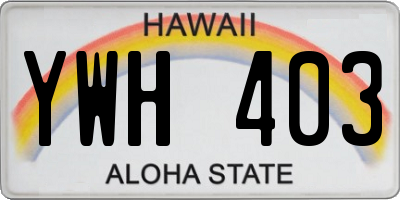 HI license plate YWH403