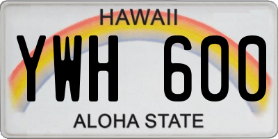 HI license plate YWH600