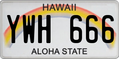 HI license plate YWH666