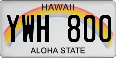HI license plate YWH800