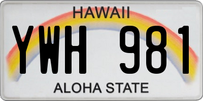 HI license plate YWH981