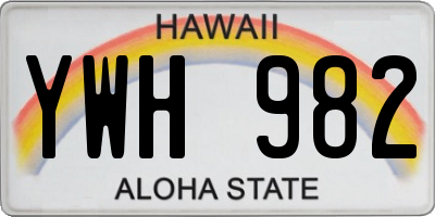 HI license plate YWH982