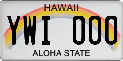 HI license plate YWI000