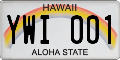 HI license plate YWI001