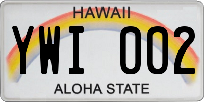 HI license plate YWI002