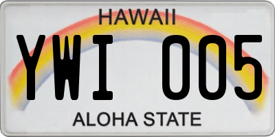 HI license plate YWI005