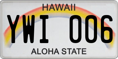 HI license plate YWI006