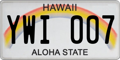 HI license plate YWI007
