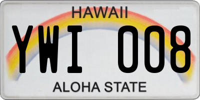 HI license plate YWI008