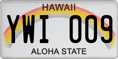 HI license plate YWI009
