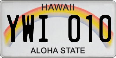 HI license plate YWI010