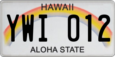 HI license plate YWI012