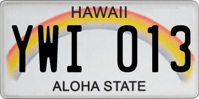 HI license plate YWI013