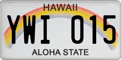 HI license plate YWI015