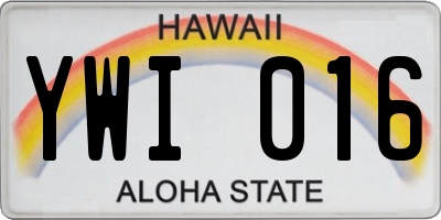 HI license plate YWI016