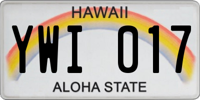 HI license plate YWI017