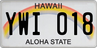 HI license plate YWI018