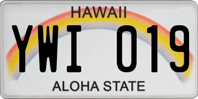 HI license plate YWI019