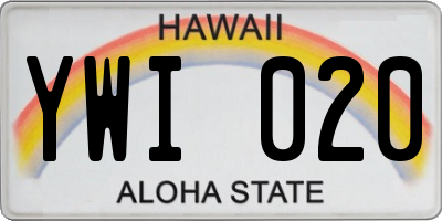 HI license plate YWI020