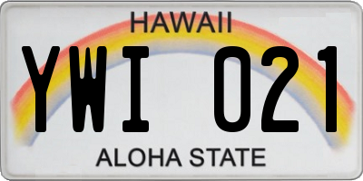 HI license plate YWI021